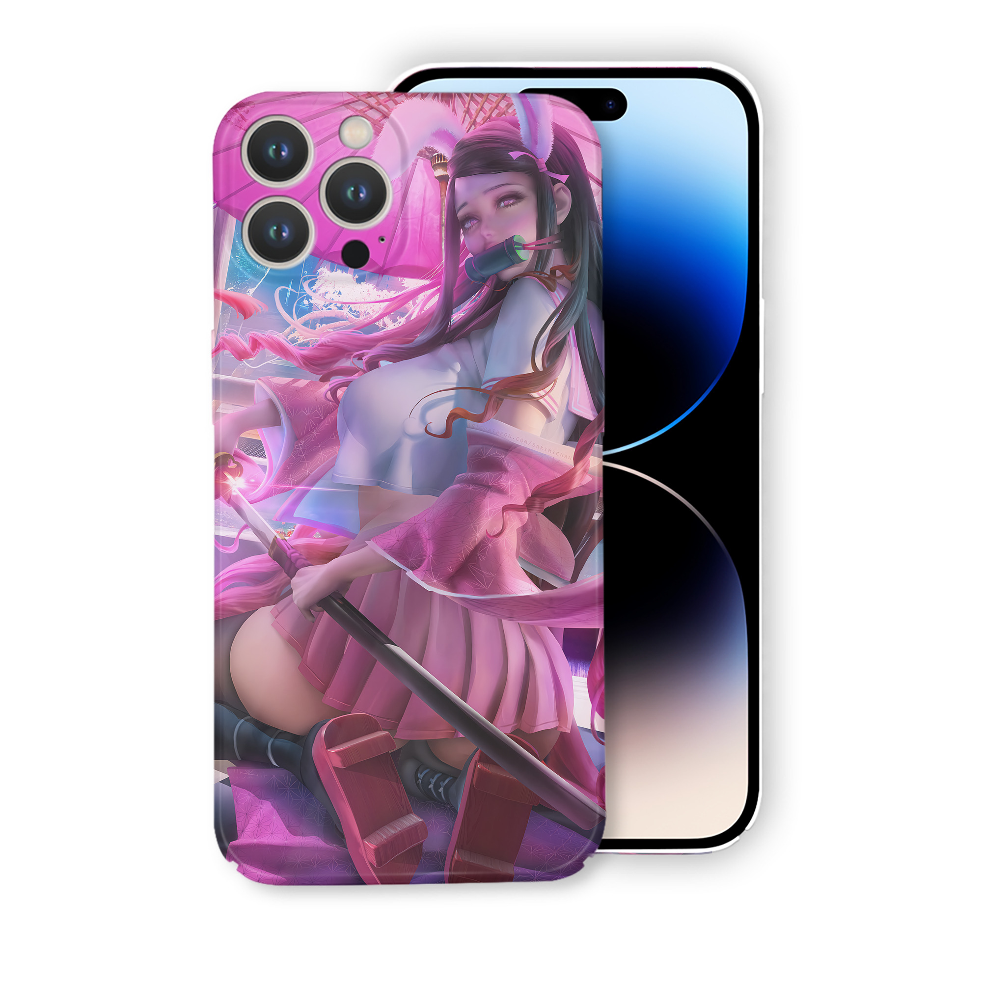 （画像用） 鬼滅の刃（きめつのやいば）竈門 禰󠄀豆子／かまど ねずこ Kamado Nezuko 【iPhone 14シリーズ対応】ハードケース